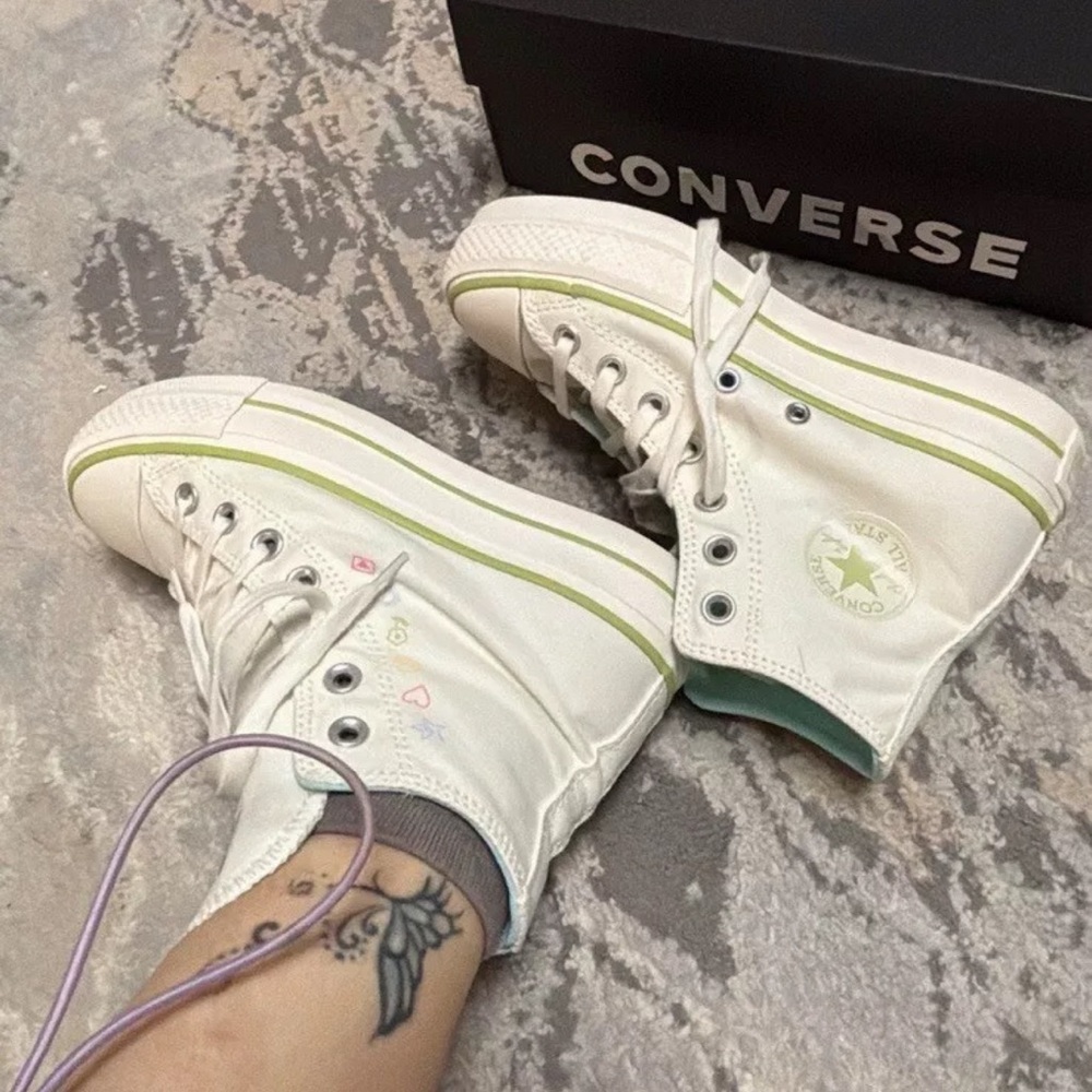 NEW Women CONVERSE Hearts Valentines Valentine's YTK Day Lift Love Shoes A08218F
